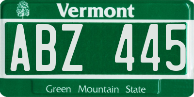 VT license plate ABZ445
