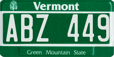 VT license plate ABZ449