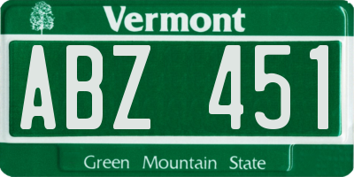 VT license plate ABZ451