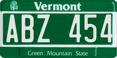 VT license plate ABZ454