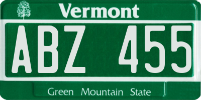 VT license plate ABZ455