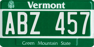 VT license plate ABZ457