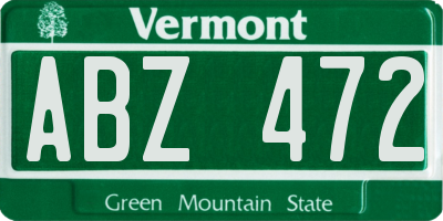 VT license plate ABZ472