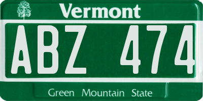 VT license plate ABZ474