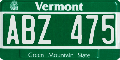 VT license plate ABZ475