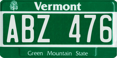 VT license plate ABZ476