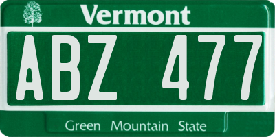 VT license plate ABZ477