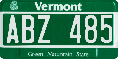 VT license plate ABZ485