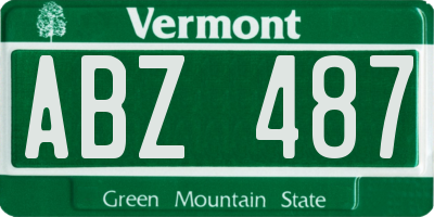 VT license plate ABZ487