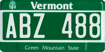 VT license plate ABZ488