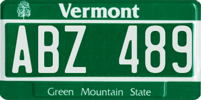 VT license plate ABZ489