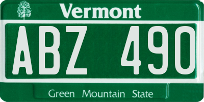 VT license plate ABZ490