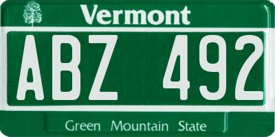 VT license plate ABZ492