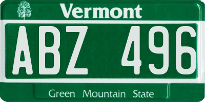 VT license plate ABZ496