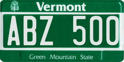 VT license plate ABZ500