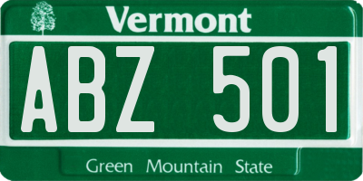 VT license plate ABZ501