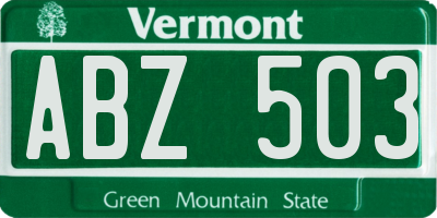 VT license plate ABZ503