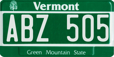VT license plate ABZ505