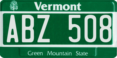 VT license plate ABZ508