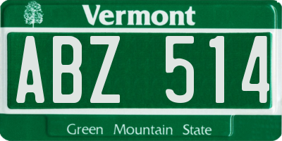 VT license plate ABZ514