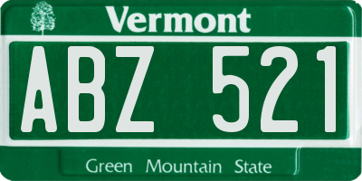 VT license plate ABZ521