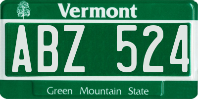 VT license plate ABZ524
