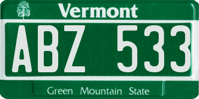 VT license plate ABZ533