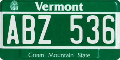 VT license plate ABZ536