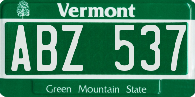 VT license plate ABZ537