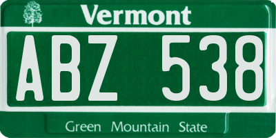 VT license plate ABZ538