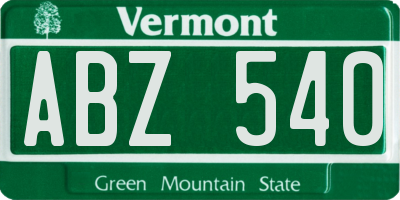 VT license plate ABZ540