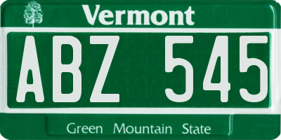 VT license plate ABZ545