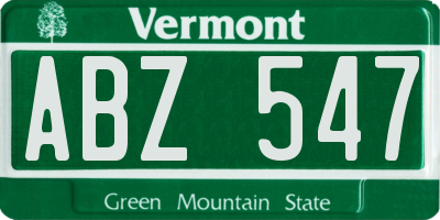 VT license plate ABZ547
