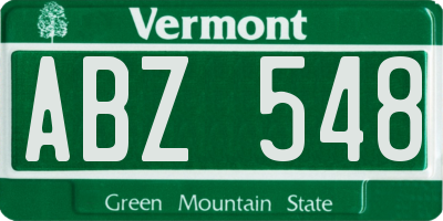 VT license plate ABZ548