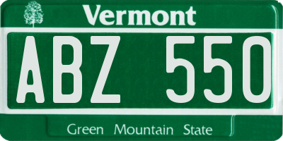 VT license plate ABZ550