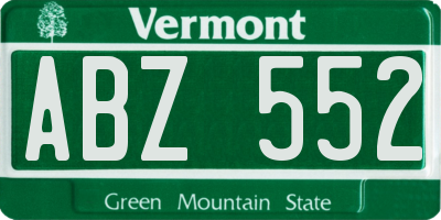 VT license plate ABZ552