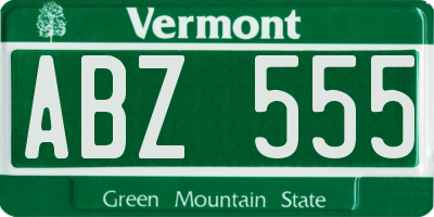 VT license plate ABZ555