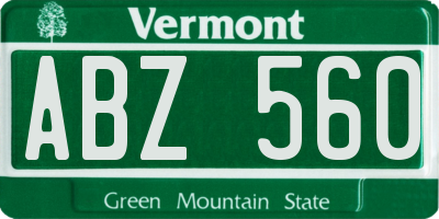 VT license plate ABZ560