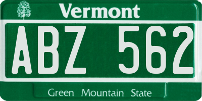 VT license plate ABZ562