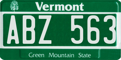 VT license plate ABZ563