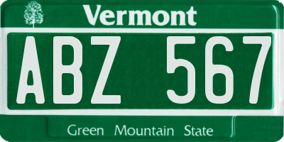 VT license plate ABZ567