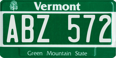 VT license plate ABZ572