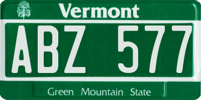 VT license plate ABZ577