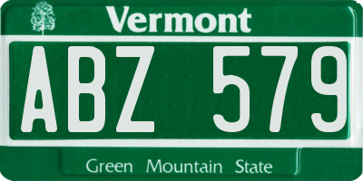 VT license plate ABZ579