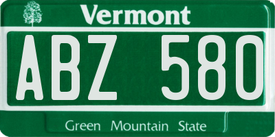VT license plate ABZ580