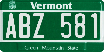 VT license plate ABZ581