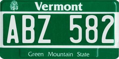 VT license plate ABZ582