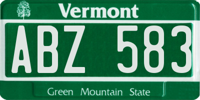 VT license plate ABZ583