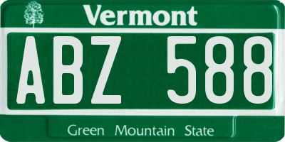VT license plate ABZ588