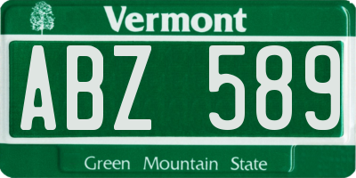 VT license plate ABZ589
